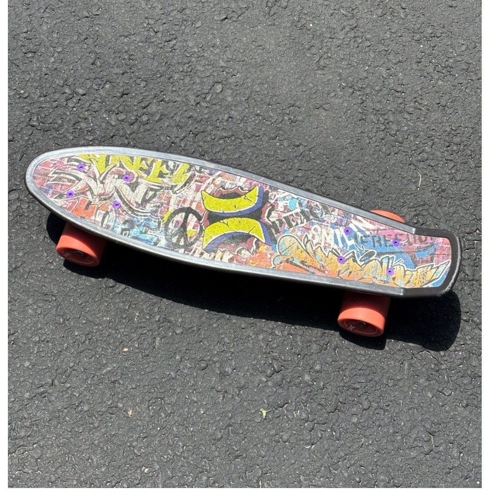 Hurley Cruiser Skateboard Graffiti Graphic Penny Style Board Orange Wheels